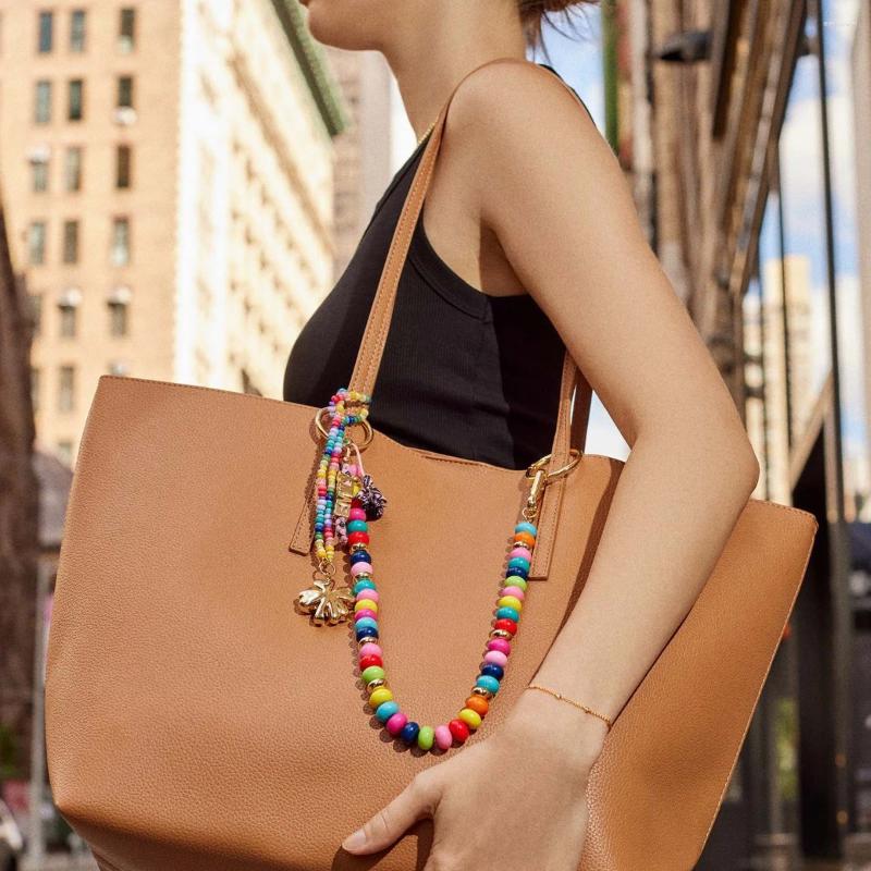 Colorful Hand Woven Keychain: Bohemian Bag Hanging Pendant with Bead Accents, DIY Accessories Z260130
