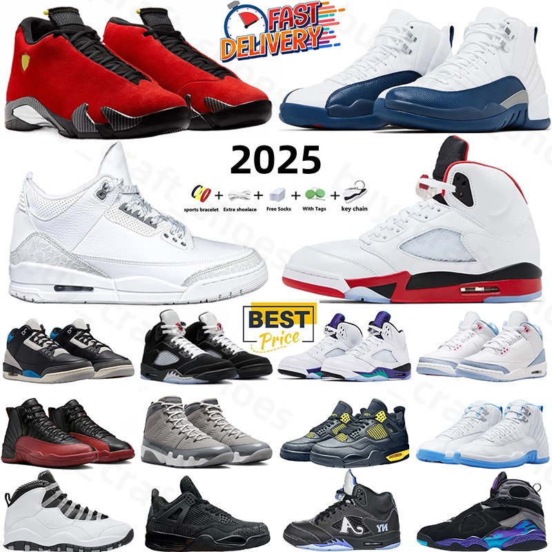2025 Basketball 5s 12s 14s Sport Comfort Fashion Sports White Black Metallic Red Grape Blue Pure Money 9s 3s 8s 10s Mens Womens shoes Top quality trainers