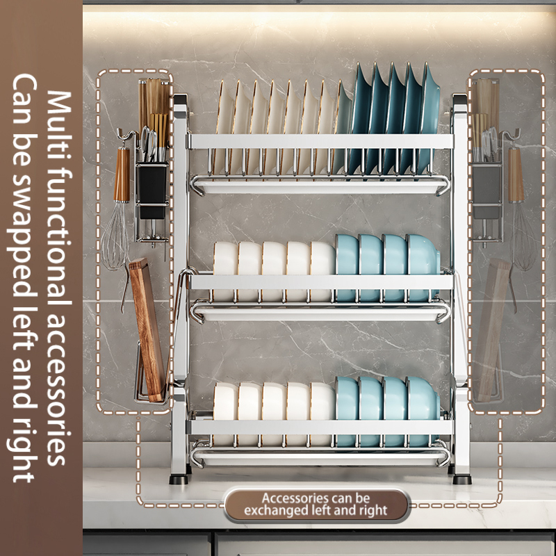 Kitchen storage rack Durable Kitchen Organizer: Multipurpose Stainless Steel Dishware Racks for Plates & Bowls