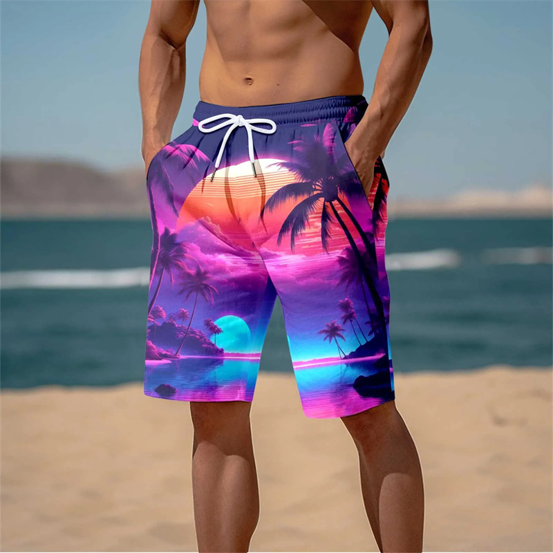 Summer New Harajuku 3D Cocoanut Trees Printing Beach Palm Tree Graphic Board Shorts For Men Hawaiian Cool Swimming Trunks Z260313