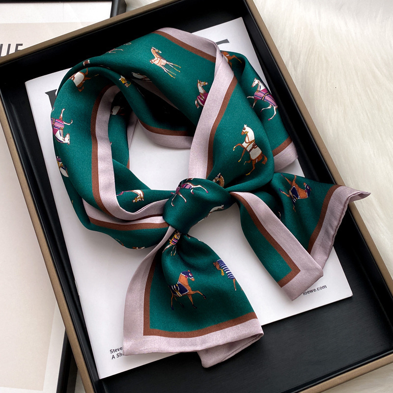 British War Horse Silk Scarf for Women Spring and Autumn Pink Long Mulberry Silk Scarf Hairband Matching Shirt 250710