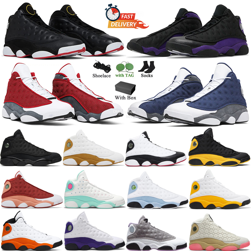 Men Basketball Shoes For Mens Women 13 13s Playoff Black Cat Flint Bred Blue Grey Red Hyper Royal Green Lakers Rivals Sports Sneaker Trainers