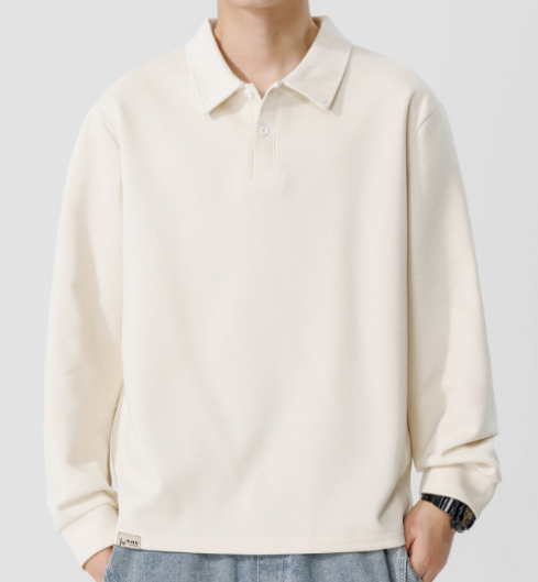 182 Men Long-sleeved Autumn and Winter Heavy Loose Solid Color Lapel Casual