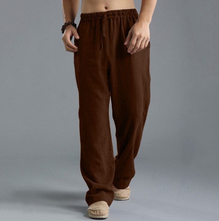 New Men's Casual Cotton Linen Pants Male Summer Large Size Breathable Solid Color Trousers Sports Fitness Streetwear S-5XL