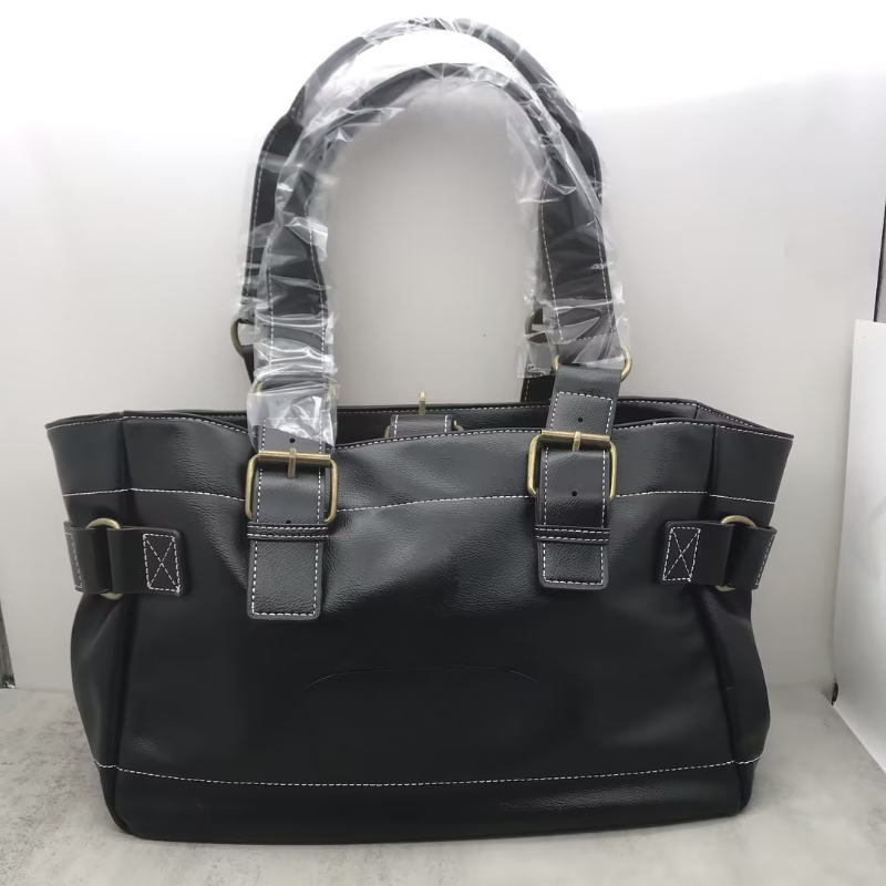 Brand Saturn Bags Vintage Black Leather Bag Hobo Large Capacity Crossbody Bag