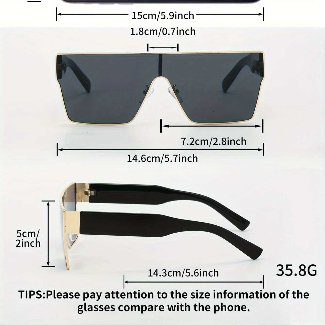 Square Sunglasses Women Men Fashion Trendy Luxury Brand Design One Piece Decoration Sunglasses Outdoors Travel Driving UV400 W250709