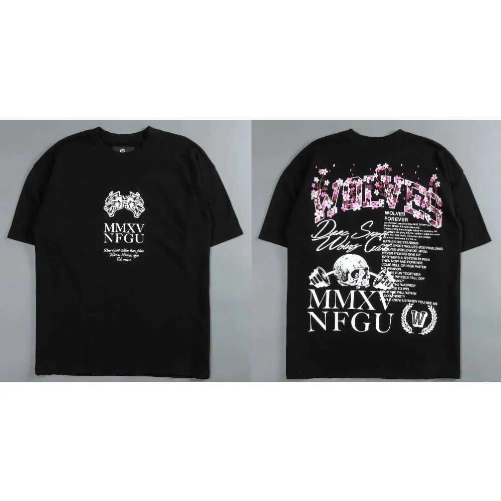 2025 Wolf Sport T-shirt Oversized Printing Tshirt Workout Gym Womens Short Sleeve Casual Mens T-shirt H250709 8YQJ