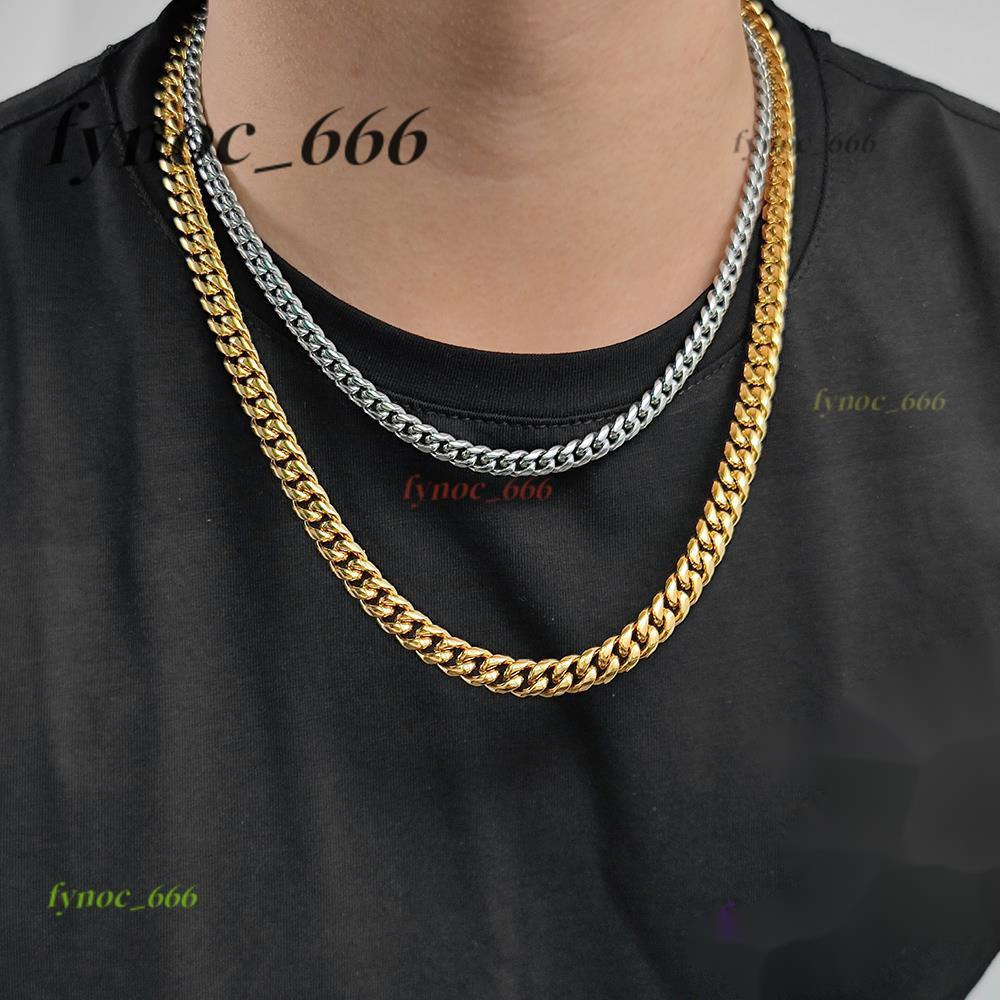 4/5/6/7/8/9mm Mens Stainless Steel Jewelry Miami Cuban Link Chain Hip Hop 18K Gold Plated Curb Link Chain Necklace