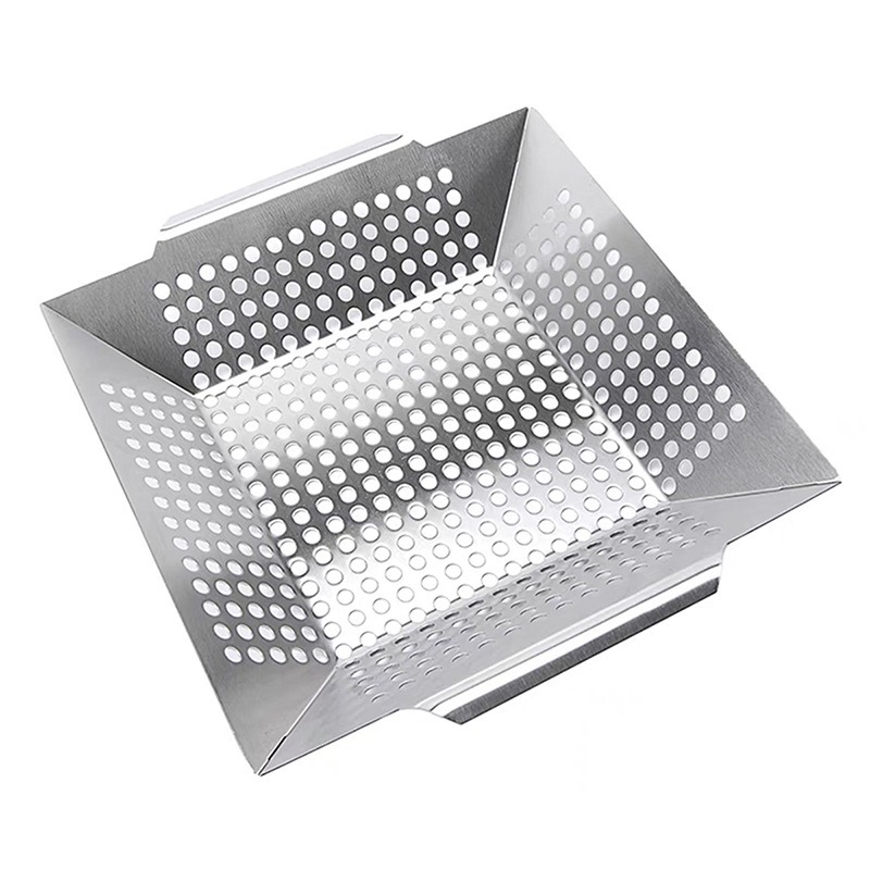 Heavy Duty Stainless Steel Grill Basket for Vegetables 2-Pack BBQ Grill Outdoor Cooking Fits Gas Charcoal Grills Smokers Perfect Grilling Accessories 