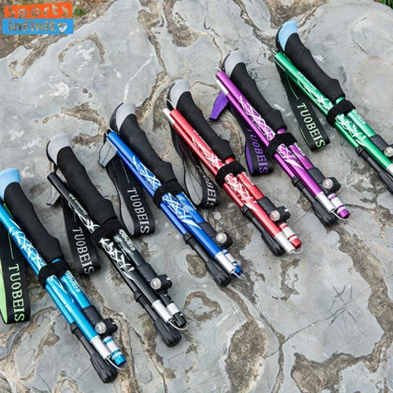 Foldable Trekking Polished Climbing Hiking Stick Telescopic Walking Stick Crutches Walking Cane Outdoor Equipment Self Defense Stick Z250710
