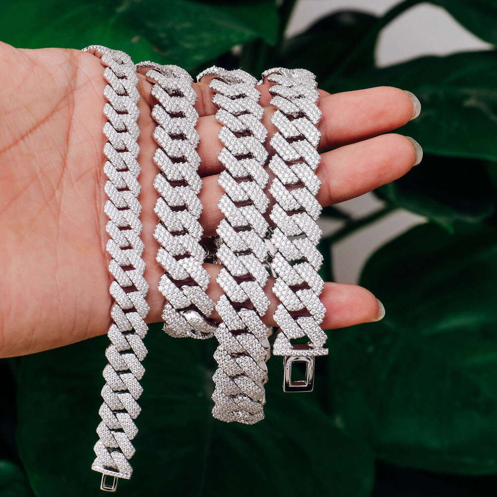 2022 Jewelry Pure Sier White Gold Plated DEF VVS Moissanite 8mm Hip Hop Cuban Chain Necklace