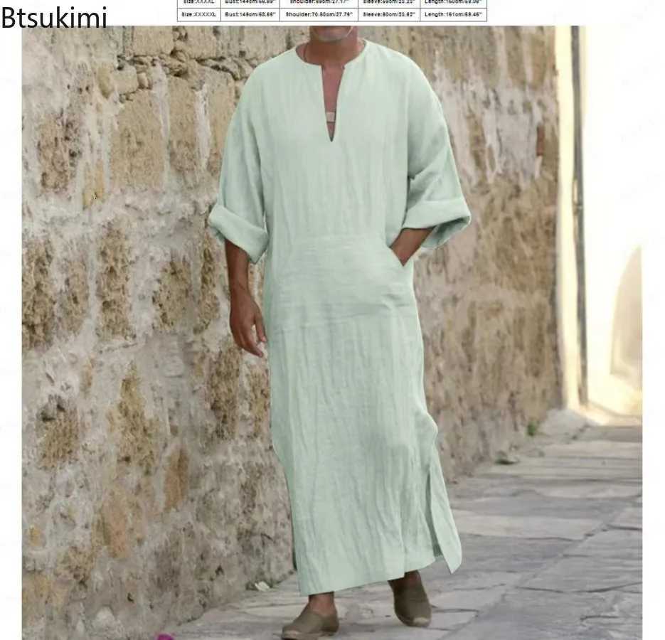 2025 Nuovi Uomini Lingo Lunga Lunga Jubba Thobe Kaftan Musmim Abamica Aramica A…