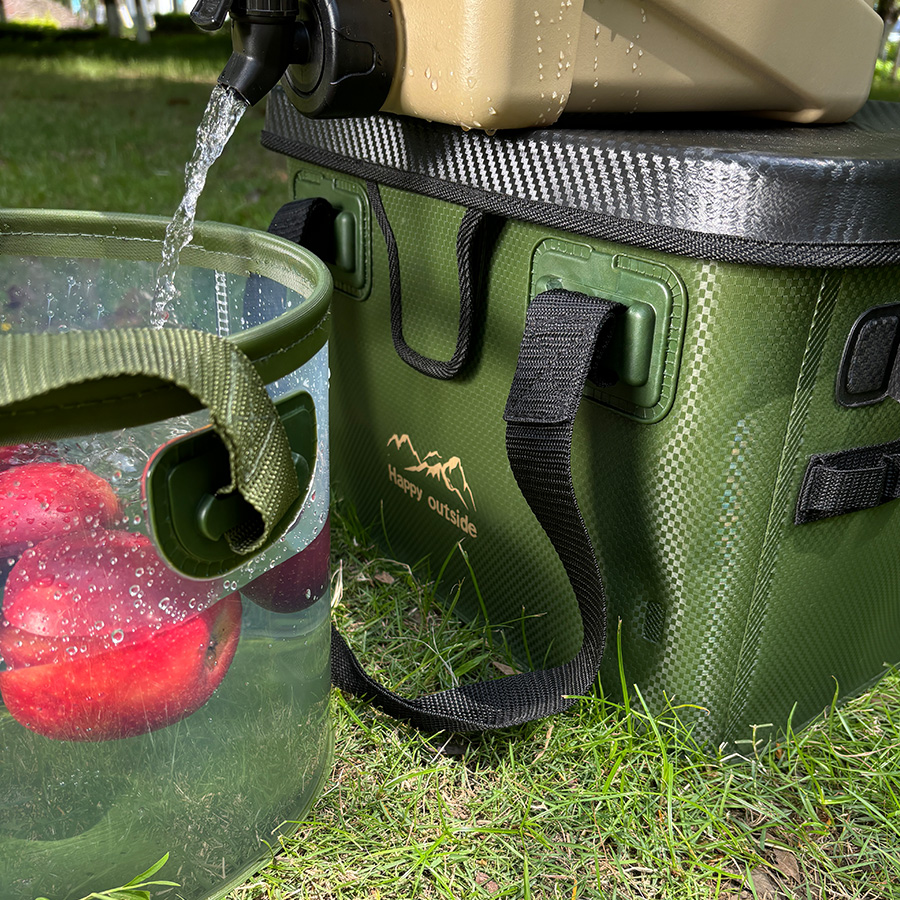 9.5L Clear Transparent Foldable Bucket - Food Contact Grade EVA Multipurpose Water Container for Travel Camping, Car Washing, Outdoor and Family Use