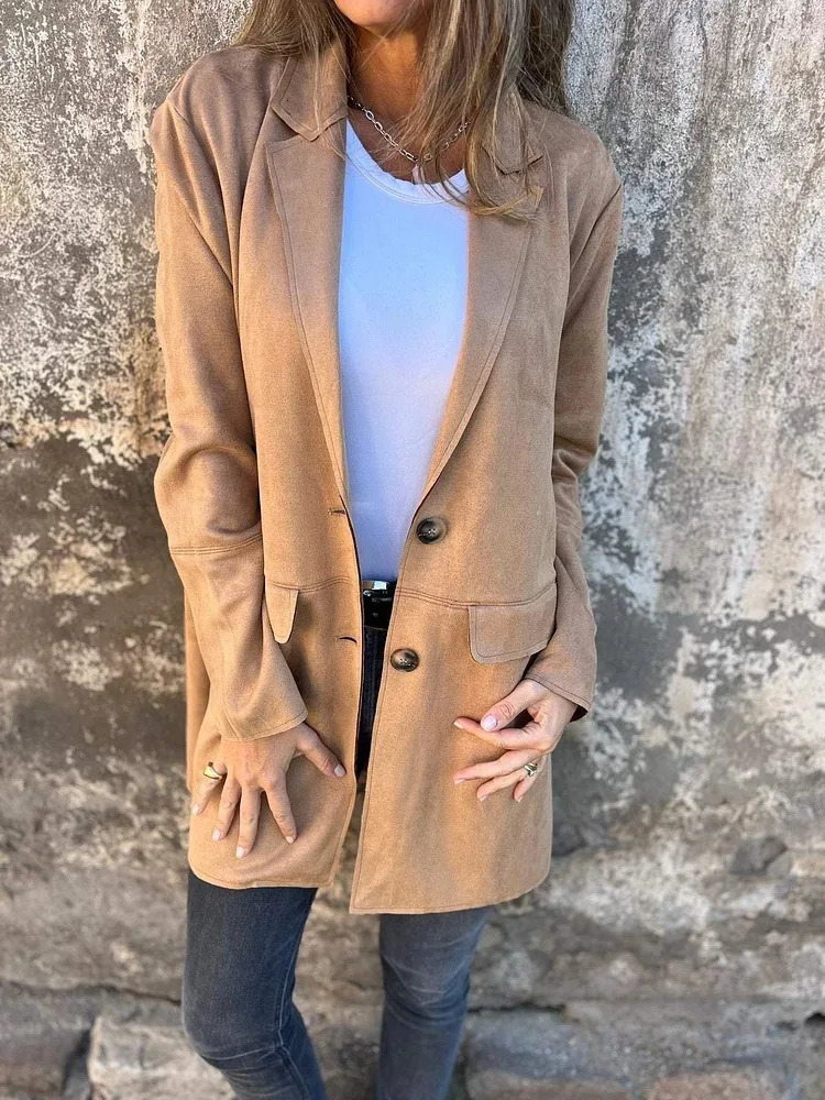 Autumn Winter Women Fashion Solid Long Trench Coats Vintage Mid length Polo Collar Long Sleeve Open Front Coat Female Outerwears 250709