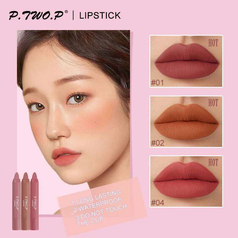 P.TWO.P 3 Pcs Set Different Colors Sexy Long Lasting Waterproof Matte Lipstick Pencils Moisturizer Lips Makeup Kit Lip X250710