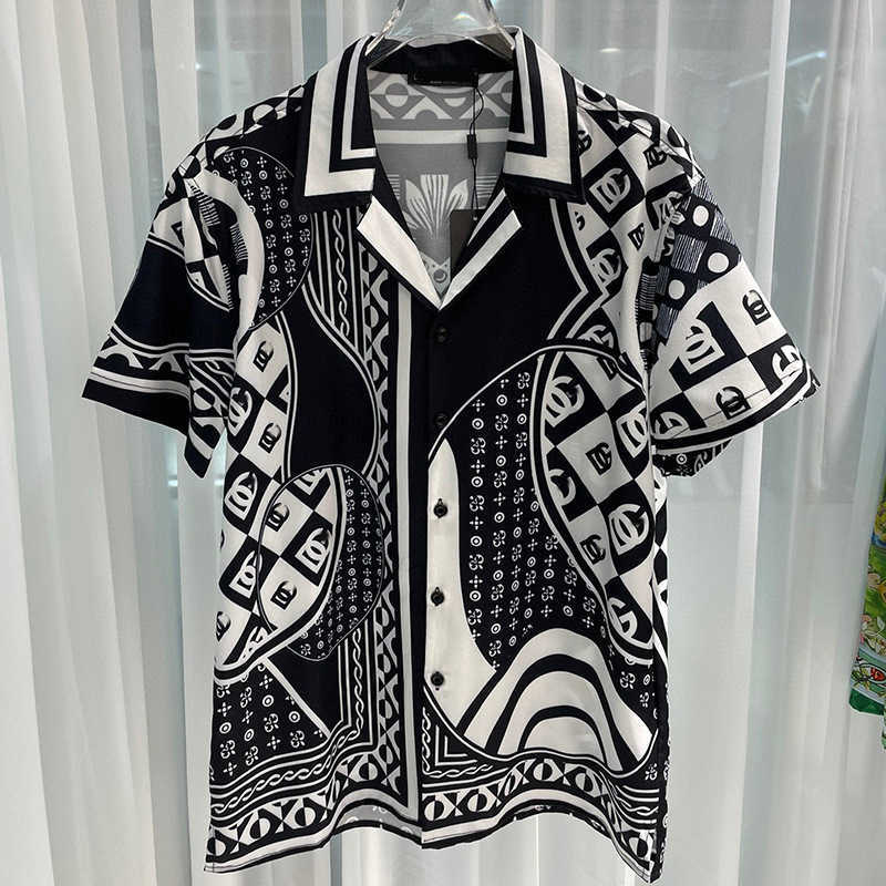 2025 D G Trendy Brand Short Sleeve Suit Collar 3D Printed Pattern Mens Shirt Top Cardigan