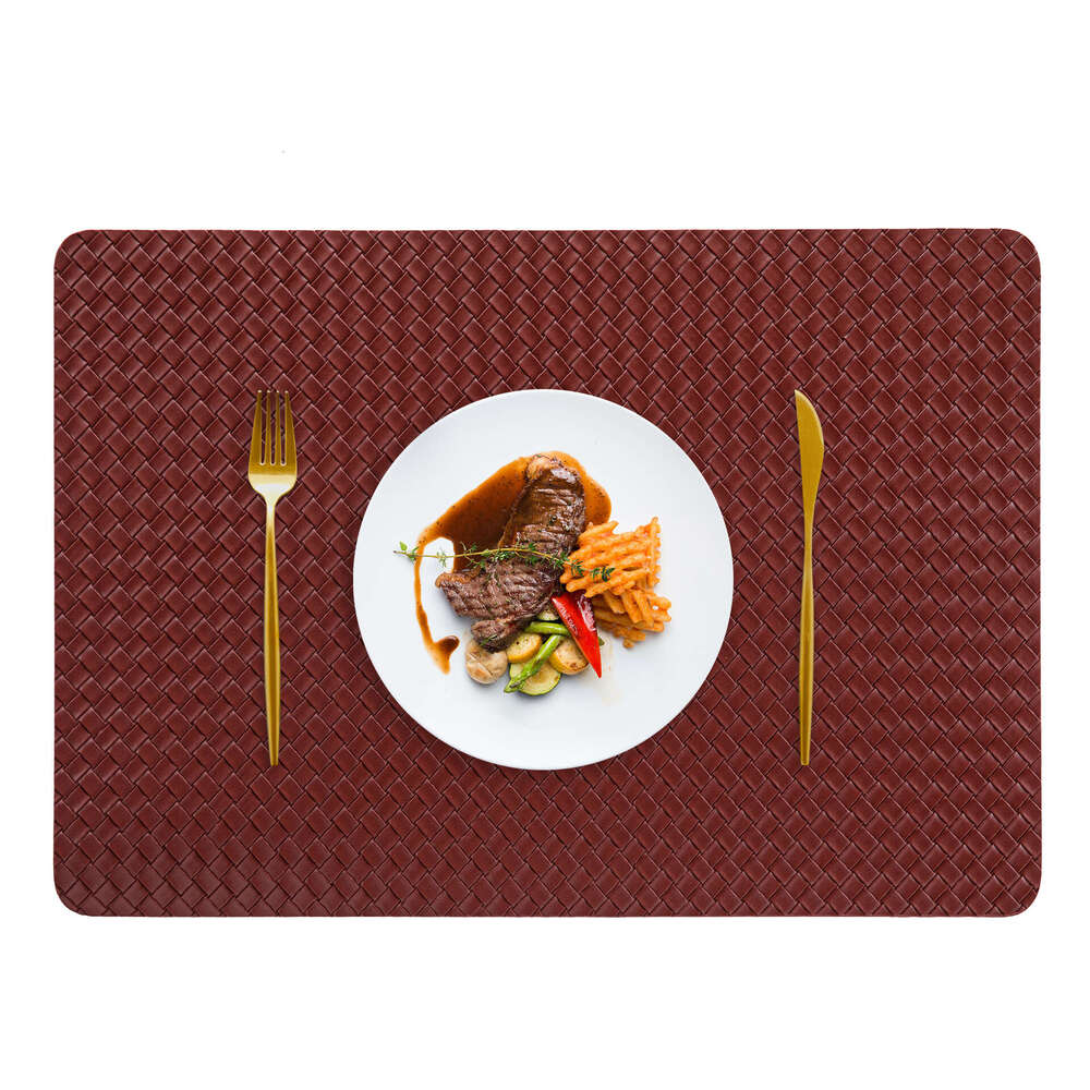 6 pieces Nordic Style Creative Double-Sided Woven Leather Placemat Dining Heat Insulation High-End Hotel Home Anti-Scald Table Mat