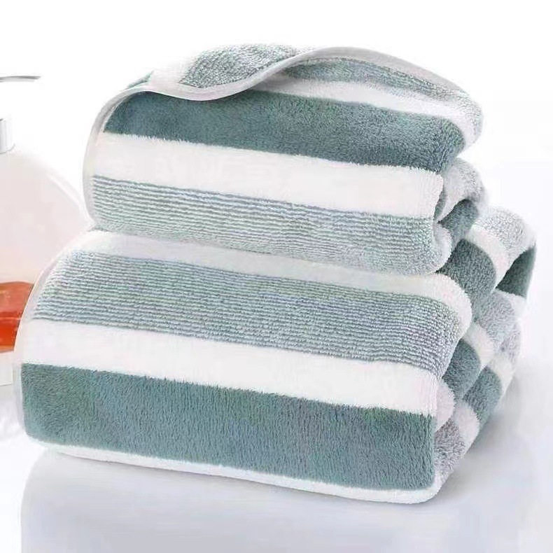 14 pieces Thickened absorbent bath towel beach towel soft and skin-friendly 100% coral fleece household face towel facial cleansing beach towel