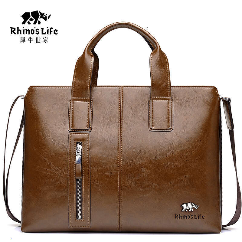 Briefcase High-End Feel Soft Leather Large Capacity Trip Laptop Bag Men's Textured Business Commuting Office Handbag Designer Luxury Sac Homme Pu