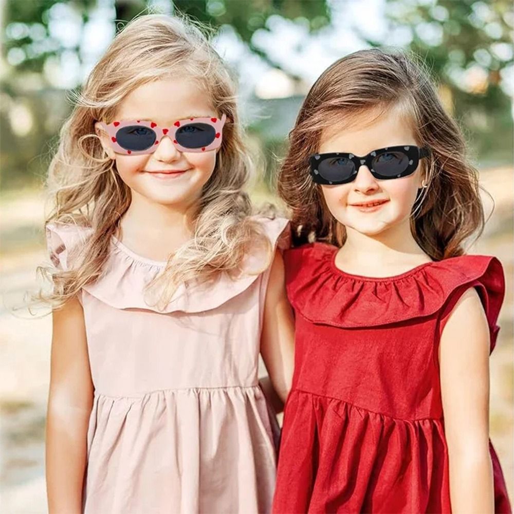 UV400 Heart Print Children Sunglasses Cute 2-8 Years Protection Eyewear Kids Rectangular Sun Glasses Z260305