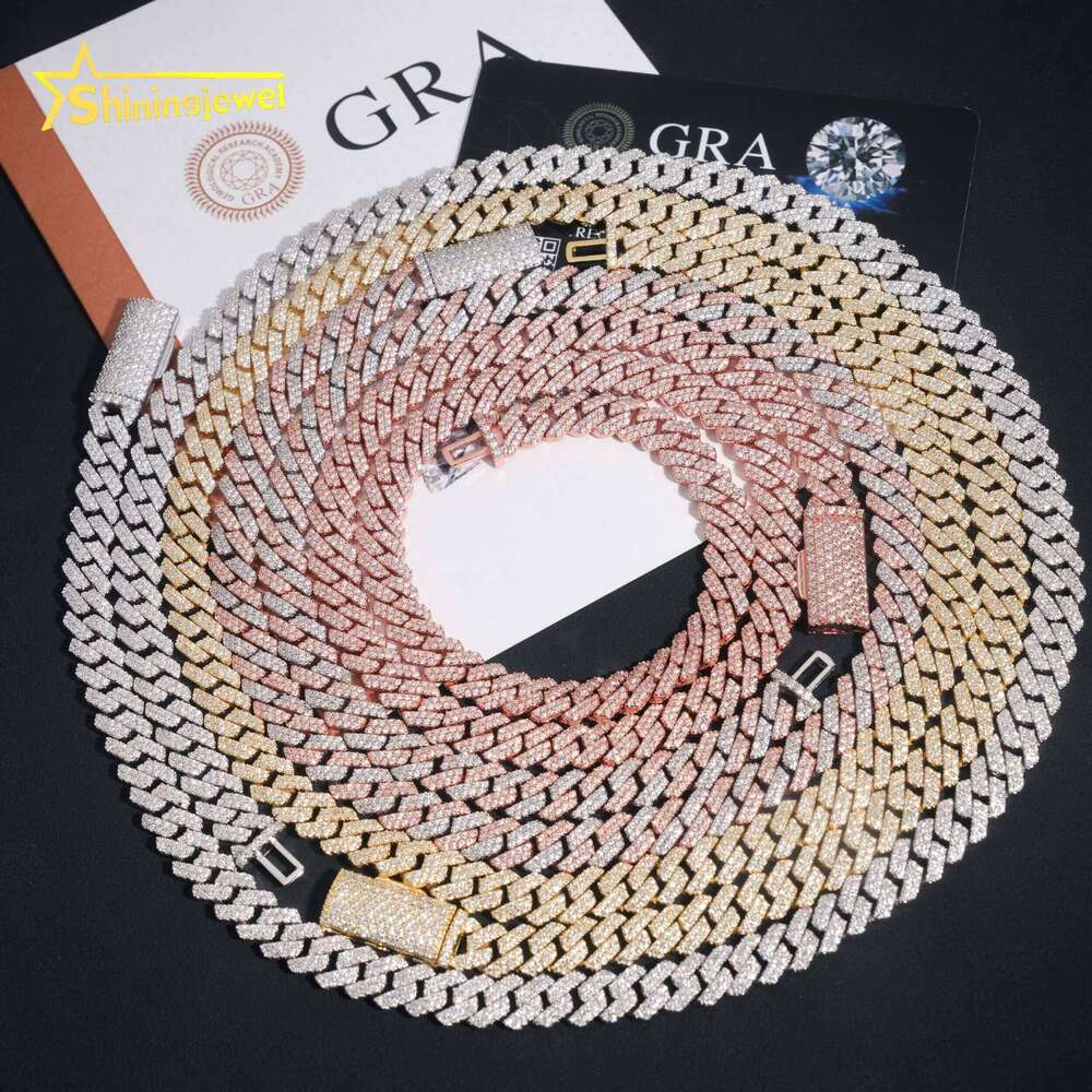 RTS 8mm Iced Out Chain Sterling Sier Gold Plated Pass Test VVS Moissanite Cuban Necklace