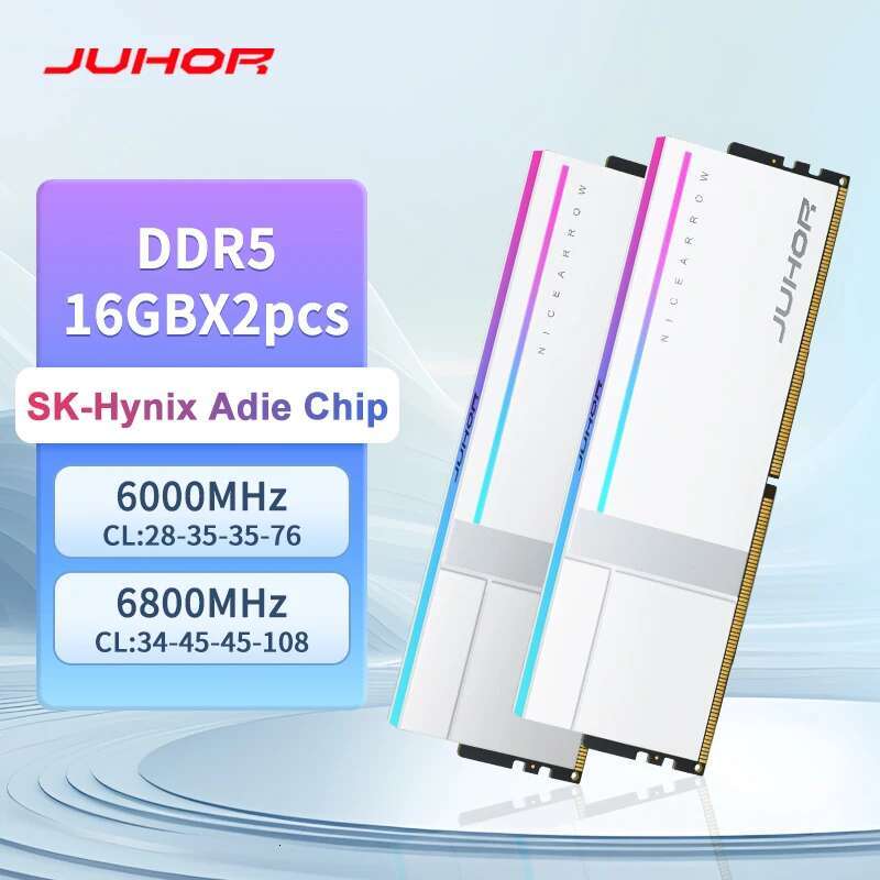 JUHOR RGB DDR5 32GB(16GBX2) 6000MHz 6800MHz DDR5 Desktop Memoria Ram