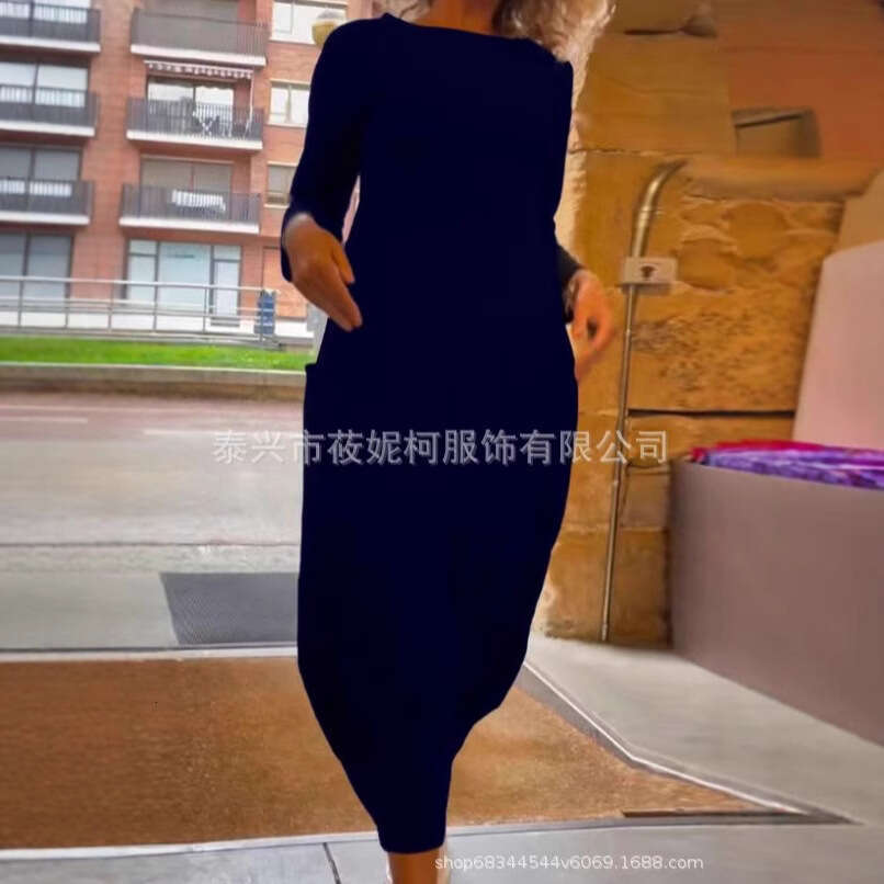 New Long Skirt Solid Color Knitted Dress Women's Clothing B5