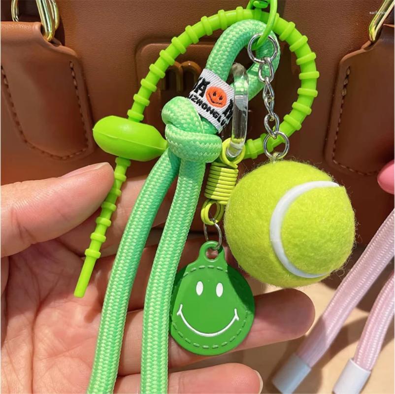 Keychains Decorative Colorful Smiling Tennis Car Keychain Creative Backpack Pendant Female Gift Nylon Rope Decoration