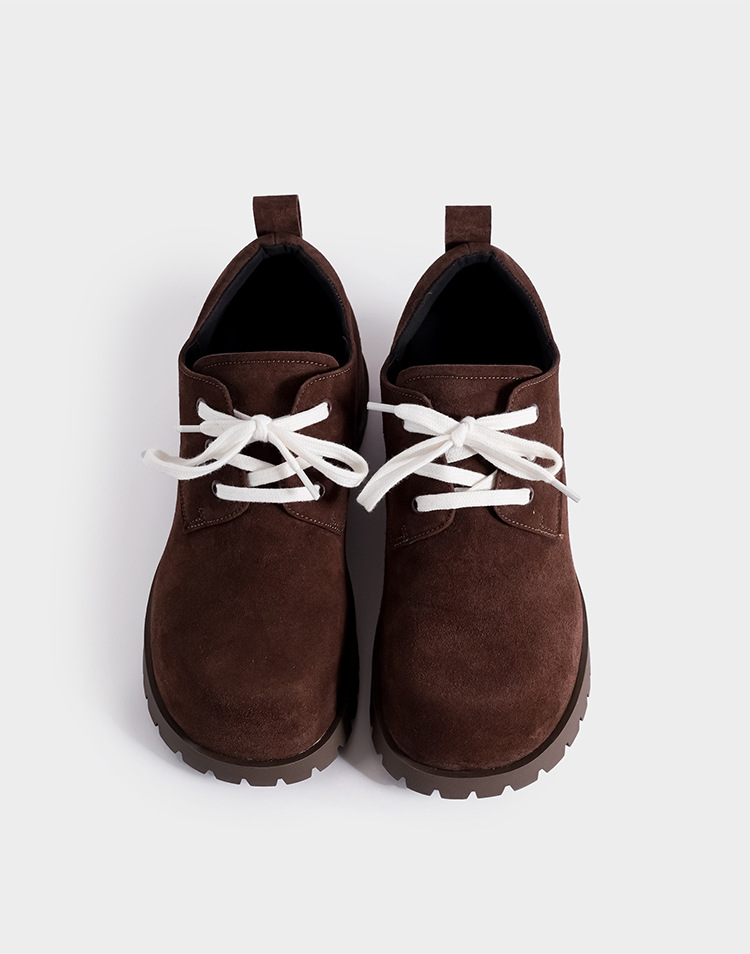 Stylish Fashion Women Leather Shoes Oversized Versatile Round Toe Leather Thick Sole Chunky Rock Gothic Shoes Leather Non-Slip Air Cushion Comfortable