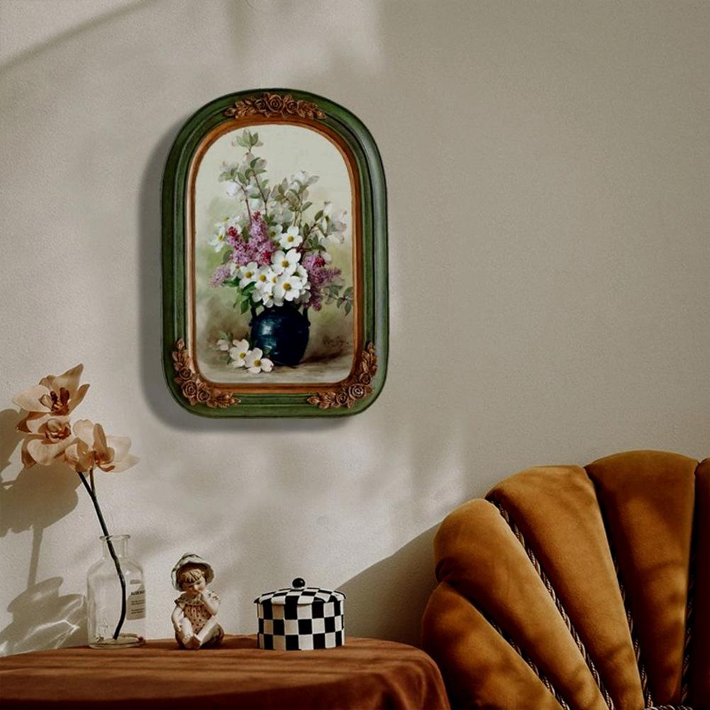 Photo Elegant Vintage Resin Picture Frame Carved Flower Design High Clarity Glass Wall for Home H260306