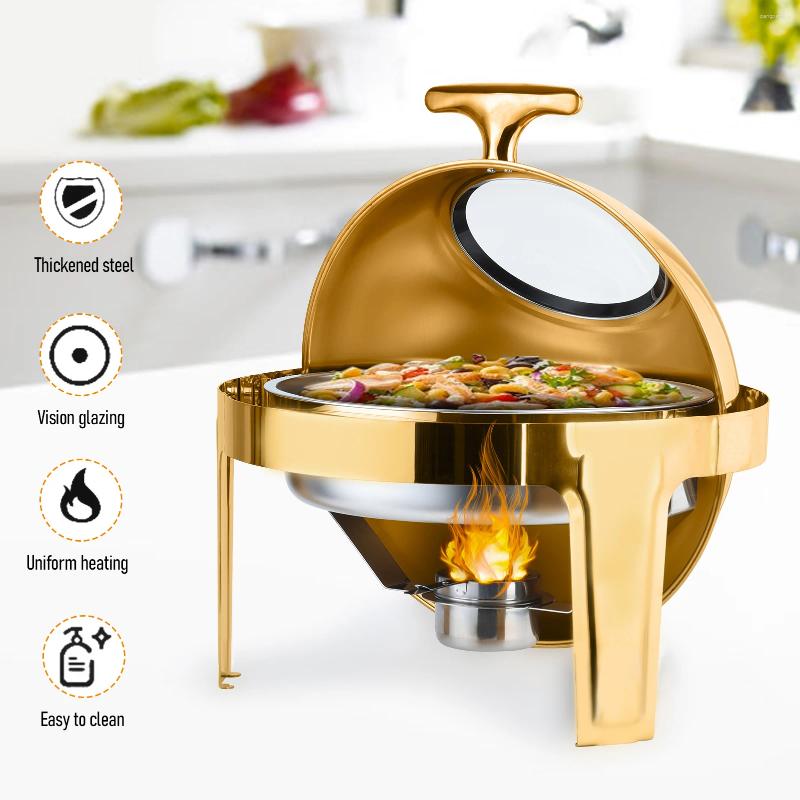 Plates 6L Buffet Dish Catering Warmer Round Chafing Set Stainless Steel And Warmers With Lid