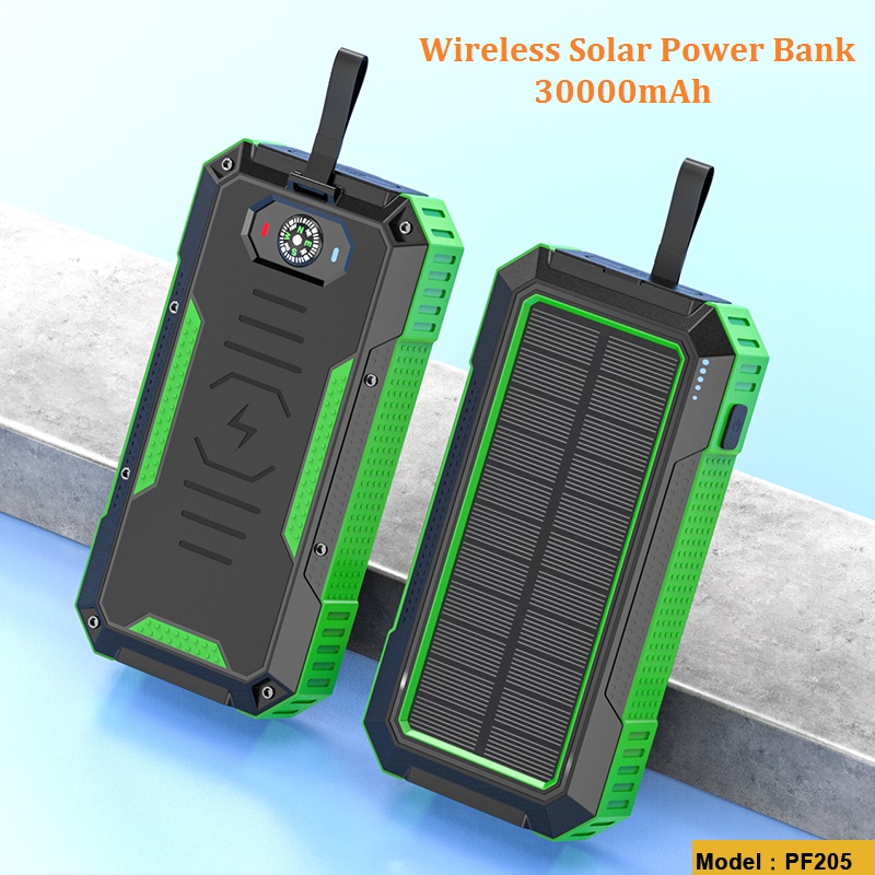 Wireless Solar Power Bank 30000mAh External Battery Charging Poverbank External Battery Charger LED Light for All Smartphones