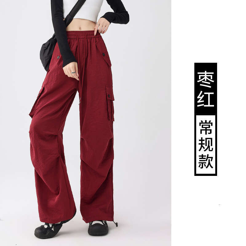 American Style Cargo For Women Summer New High Waist Quick-Dry Parachute Casual Wide-Leg Sports Long Pants Trendy B5