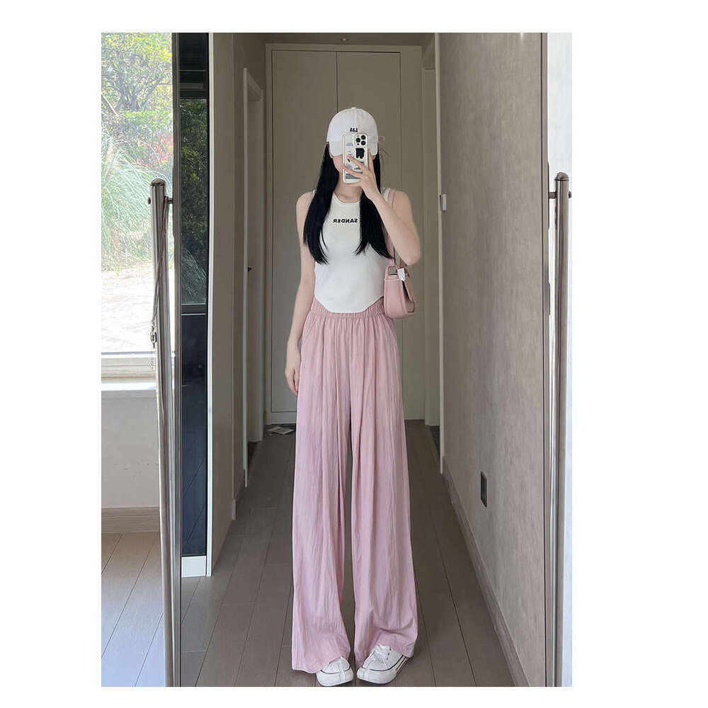 Wide-Leg For Women Summer New High-Waist Draped Casual Lazy Pleated Yamamoto Pants Straight Loose Trousers B5