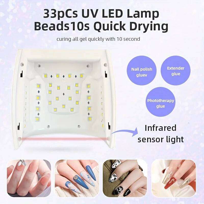 Rechargeable UV LED 66W Lamp with LCD Screen 4 Timer Settings Nail Art Manicure Tools for Home and Salon X250710