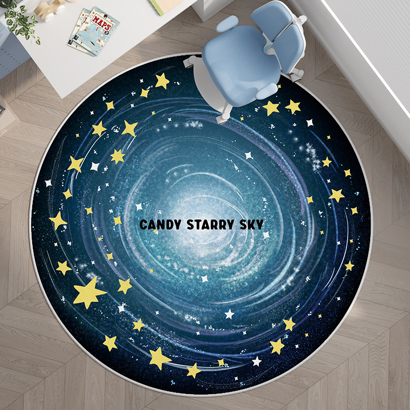 Simple Imitation Cashmere Home Decorative Round Carpet Bedroom Bedside Entrance Non-slip Comfortable Floor Mat