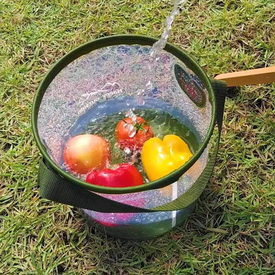9.5L Clear Transparent Foldable Bucket - Food Contact Grade EVA Multipurpose Water Container for Travel Camping, Car Washing, Outdoor and Family Use