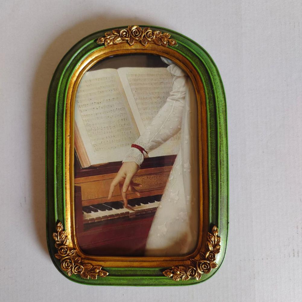 Photo Elegant Vintage Resin Picture Frame Carved Flower Design High Clarity Glass Wall for Home H260306