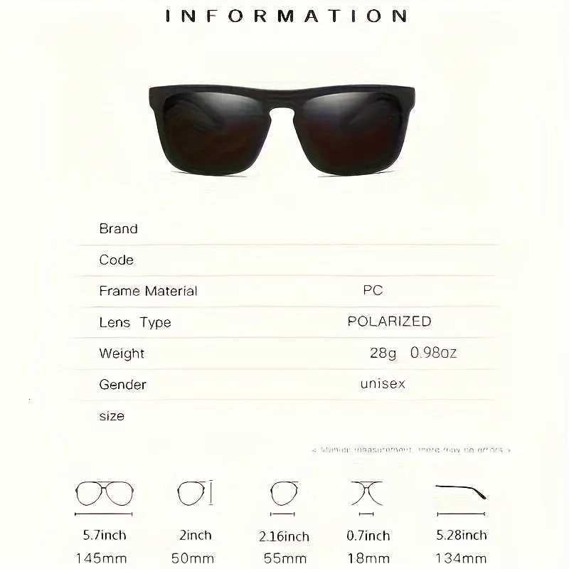 2pcs Square Polarized Sunglasses Anti-Glare Sunglasses for Summer Party Vacation Travel Driving Fishing W250709