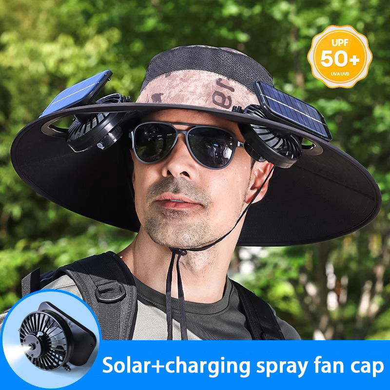 Solar-Powered & Rechargeable Portable Spraying Fan Headwear Durable Shade Accessory