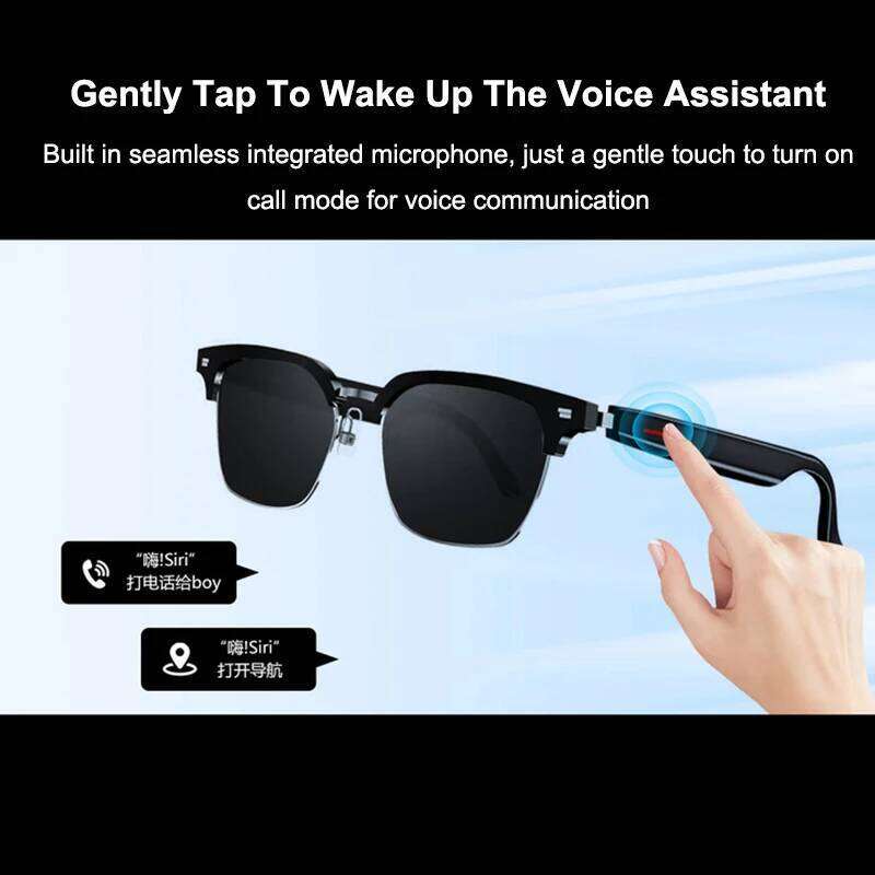 Designer well-known brand translation headset with microphone voice assistant call camera control smart bluetooth sunglasses