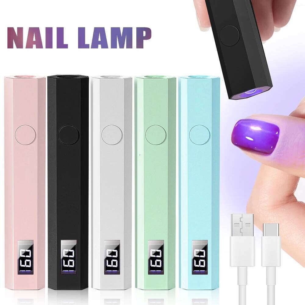 Lulaa Nail Lamp Met Led Display Portable Metallic Mini UV Light with 2 Timers 20S/60S Gel Nails for Home Salon X250710 X250710
