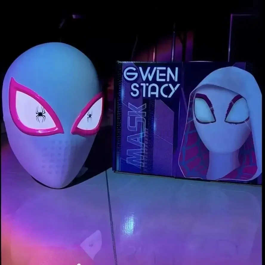 Disney Spider-Man Remote-Controlled Light-Up Movable Hood Gwen Stacy Black Spider-Man Light-Up Electric Mask Across The Universe Gift W250710