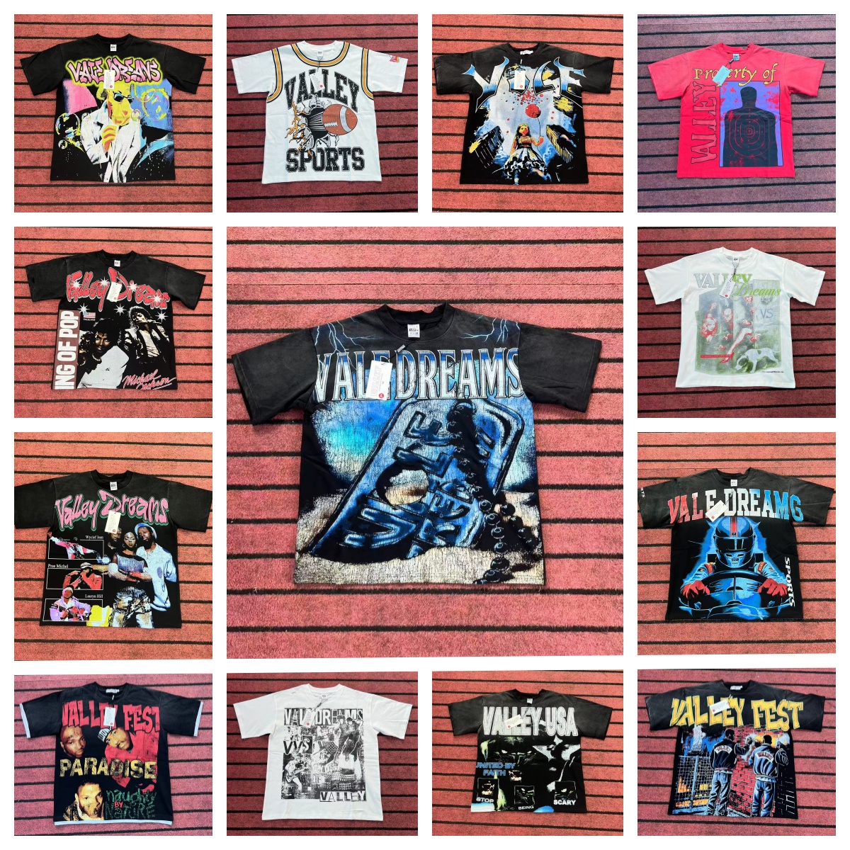 Summer American Gothic Men's T-shirt Funny Monster Graffiti Print Street Hip Hop Cotton Short Sleeve Tee Top Couple Clothing