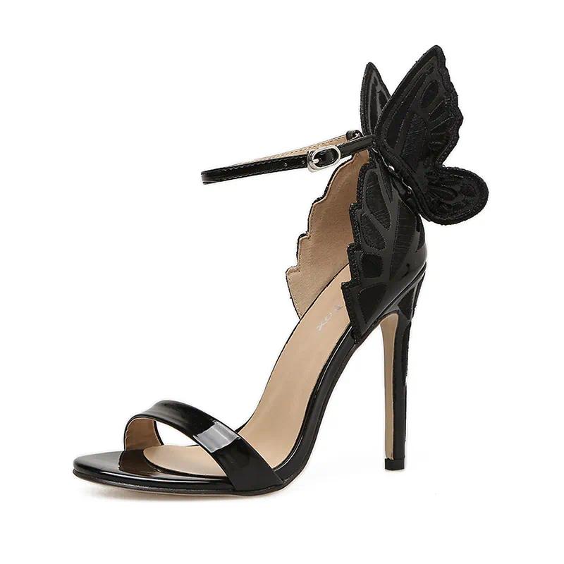 Sandals Luxury Women 11cm High Heels Fetish Sexy Metal Butterfly Summer Shoes Lady Champagne Stiletto Party Valentine Sandles