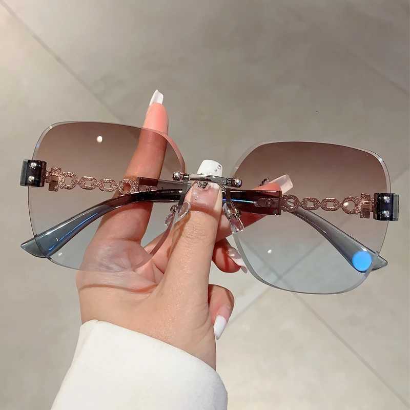 KAMMPT Gradient Tea Trendy Wen Sunes Oversize Rimss Retro S for Decoration Driving UV Protection Sunglasses W250709