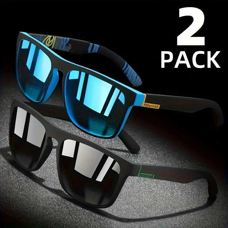2pcs Square Polarized Sunglasses Anti-Glare Sunglasses for Summer Party Vacation Travel Driving Fishing W250709