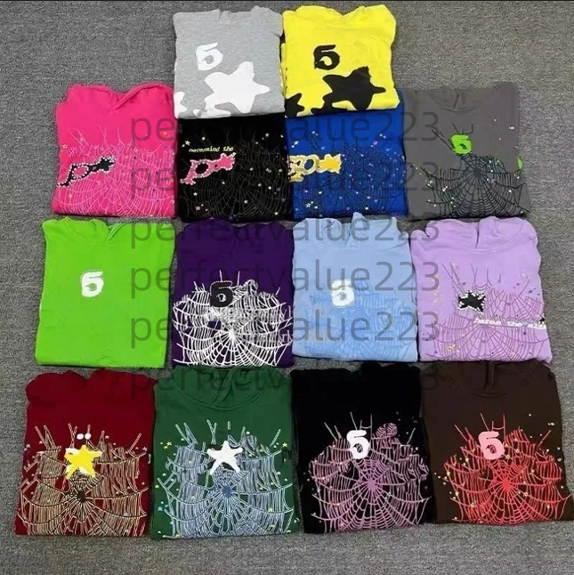 Hoodies Young Thug Men Women Hoodie High Quality Foam Print Spider Web Graphic Pink Sweatshirts Y2k Pullovers S-2Xl Designer Hoody Tracuit #B7 168002