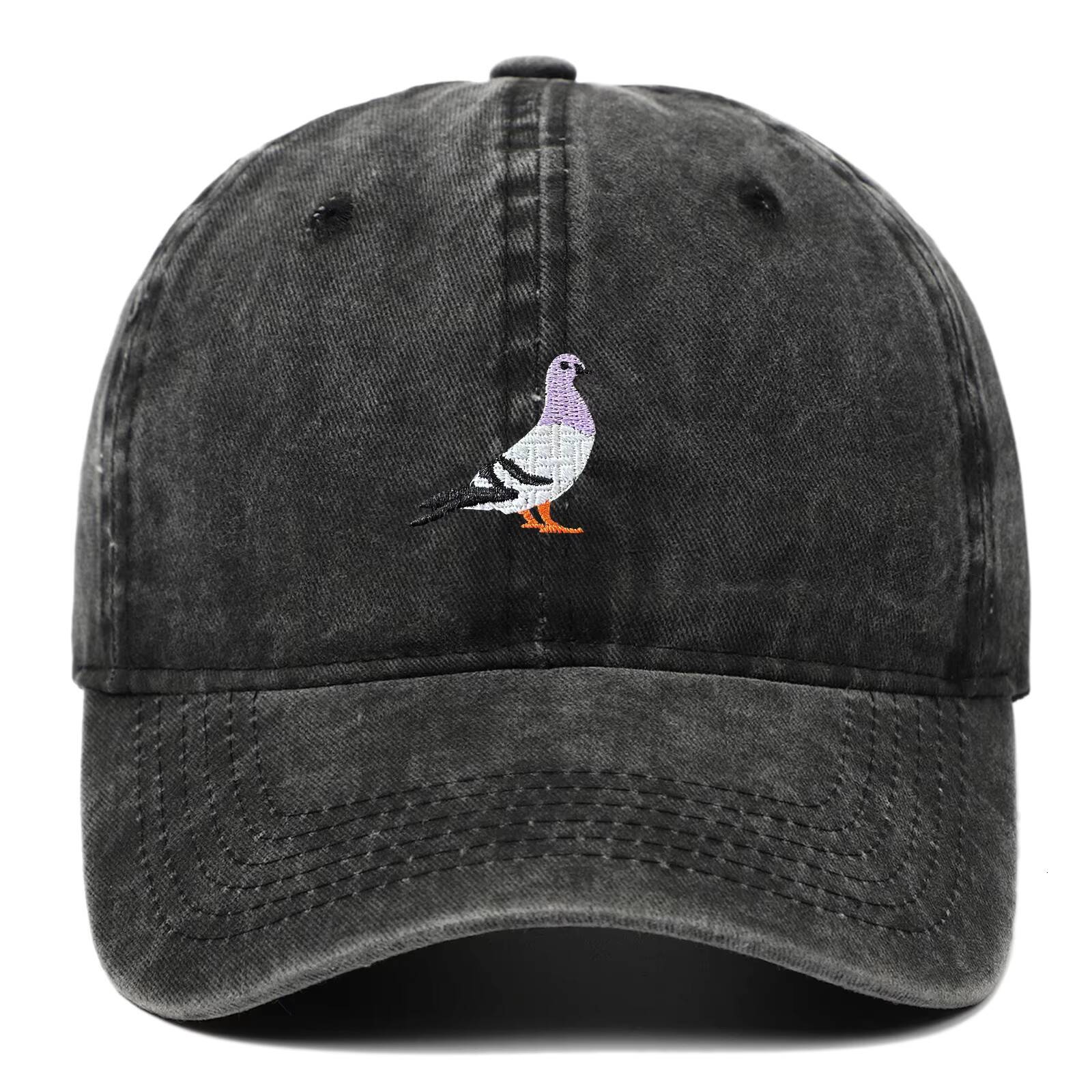 Spring New Pigeon Embroidery, Water Wash, Hat for Men and Women Outdoor Sports, Fishing, Sun Protection Baseb ddmythur