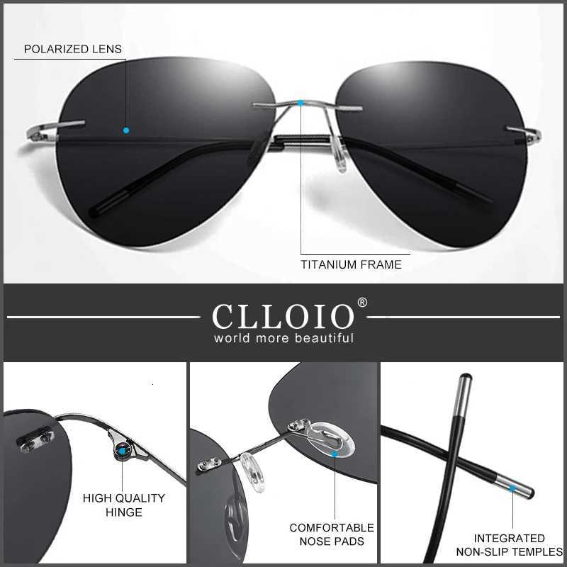 CLLOIO tralight Pure Titanium Polari Sunes Men ot Rimss Anti-Glare Driving es UV400 Fashion Sunshade Eyewear W250709